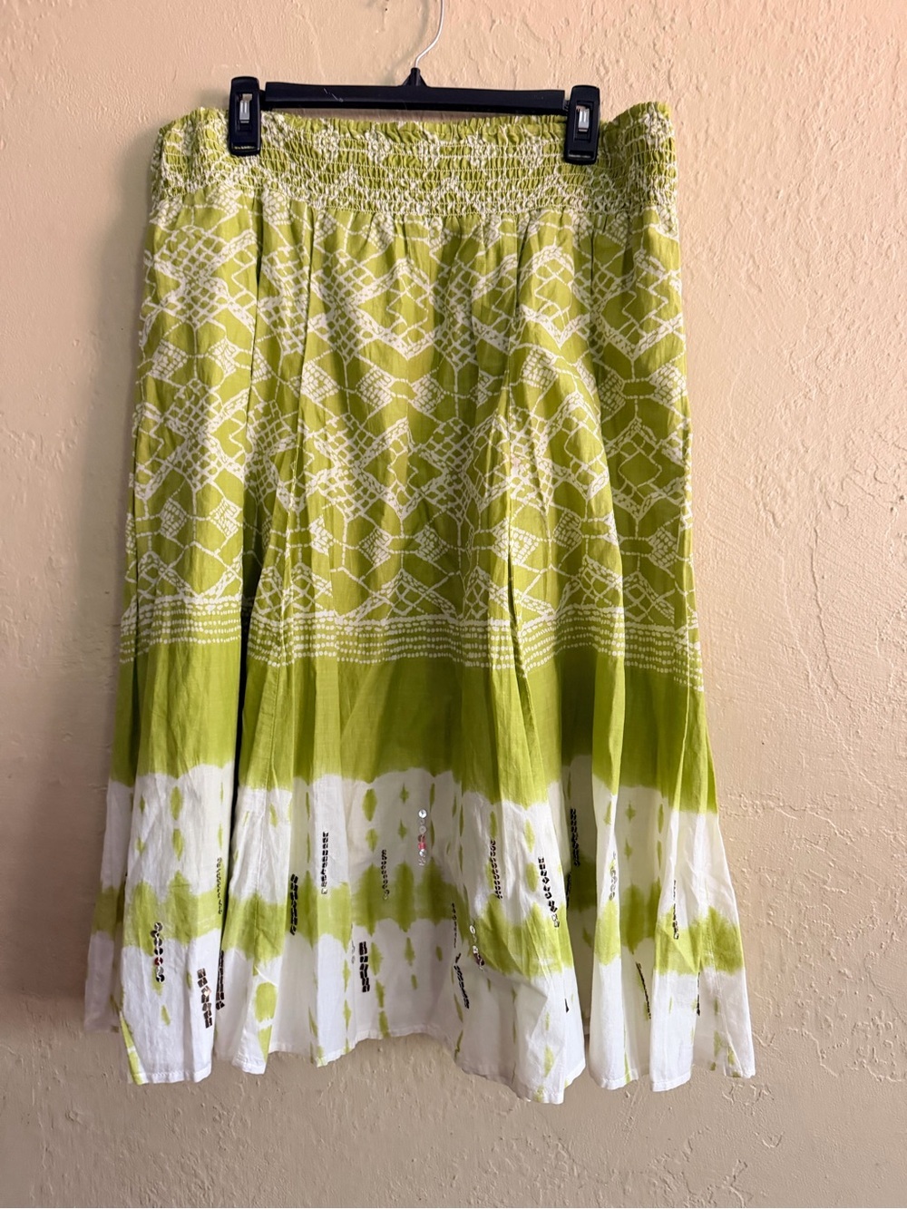 Style & Co. Lime Green and White Printed Maxi Skirt
